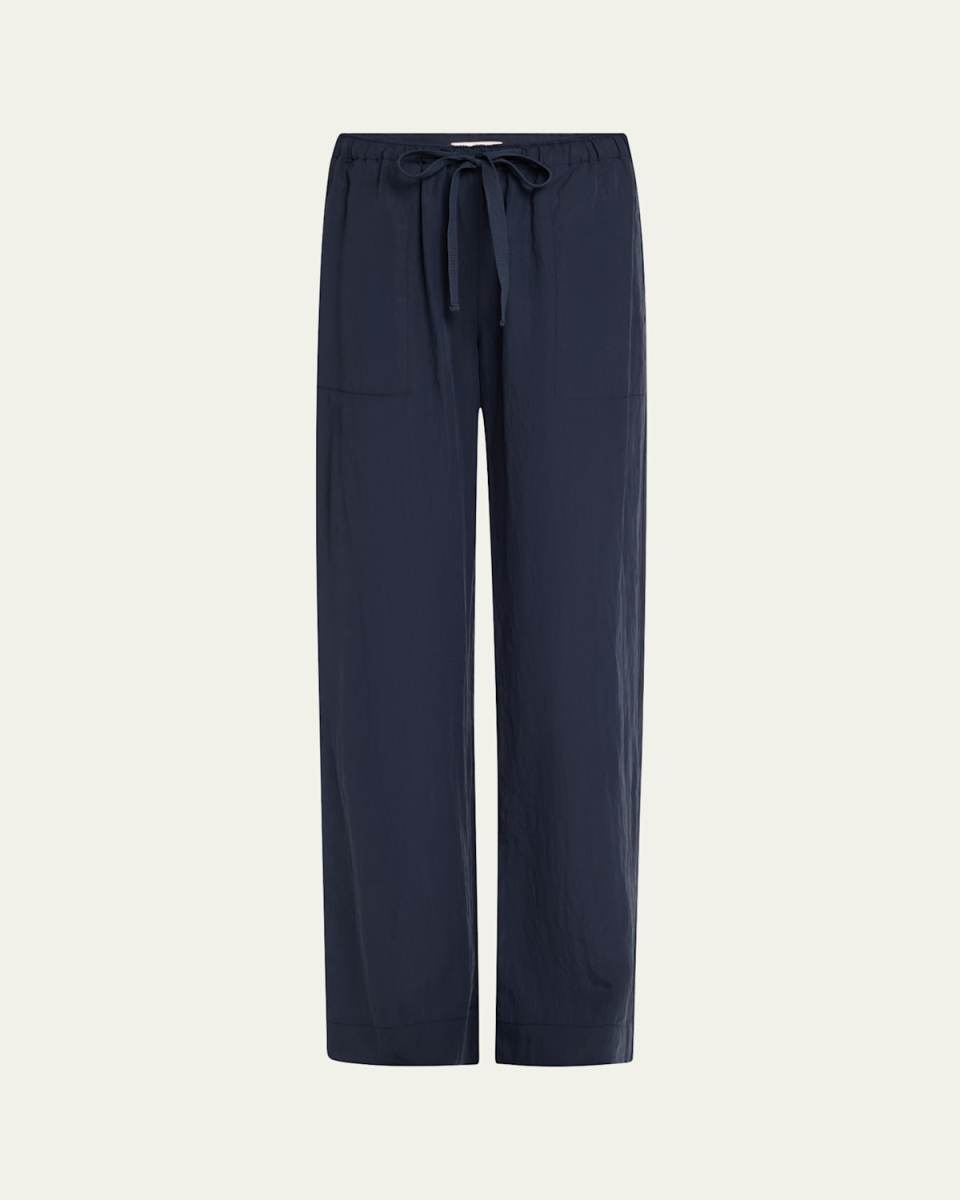 Mid-Rise Wide-Leg Utility Drawstring Pants